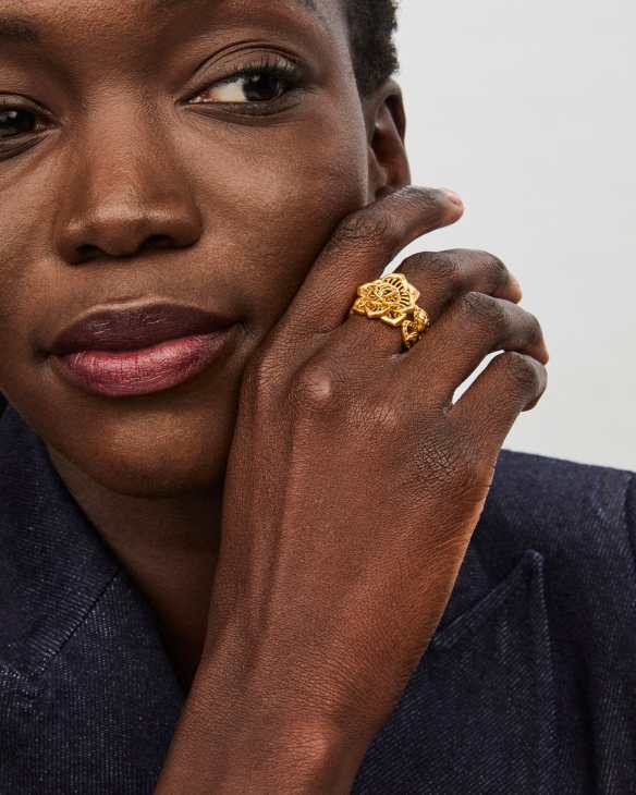 Ansel Rose Cocktail Ring in Vintage Gold